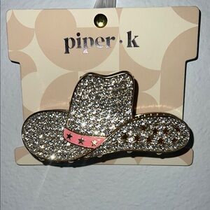 Piper Gold and Pink Cowboy Hat Hair Clip